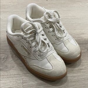 Reebok Classic White and Tan Sneakers